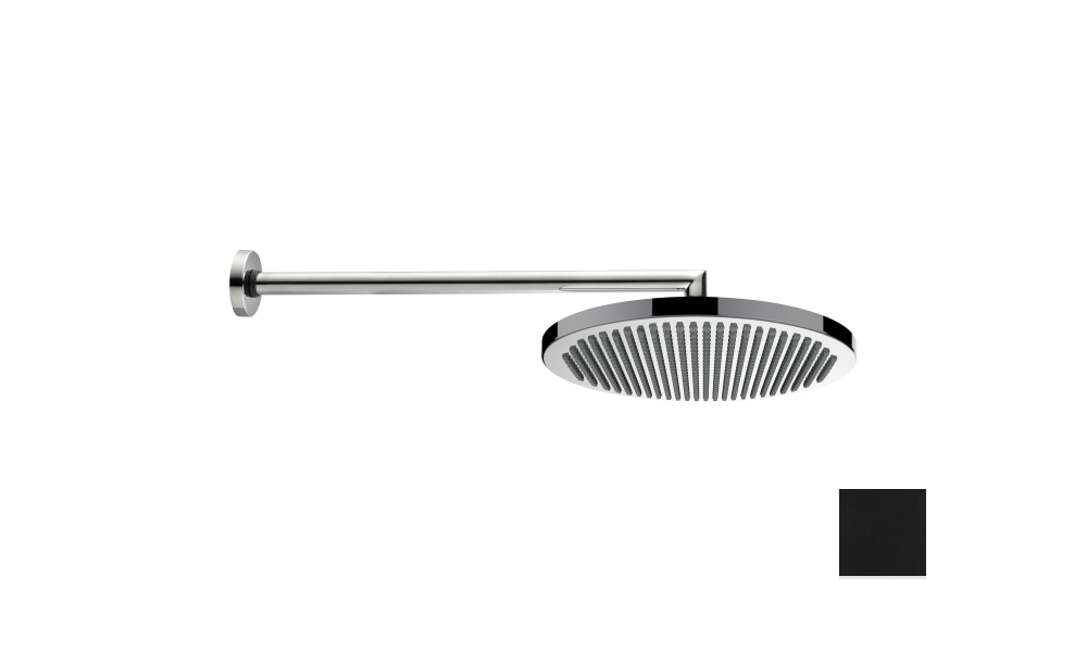 Верхний душ BOSSINI Apice H70430I.073 280 мм, с настенным кронштейном 400 мм, чёрный матовый