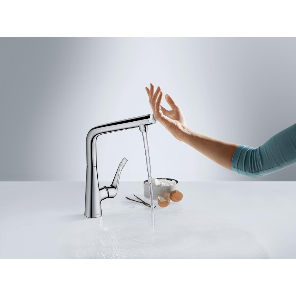Смеситель для кухни с выдвижным душем Hansgrohe Metris 14821800 Под сталь
