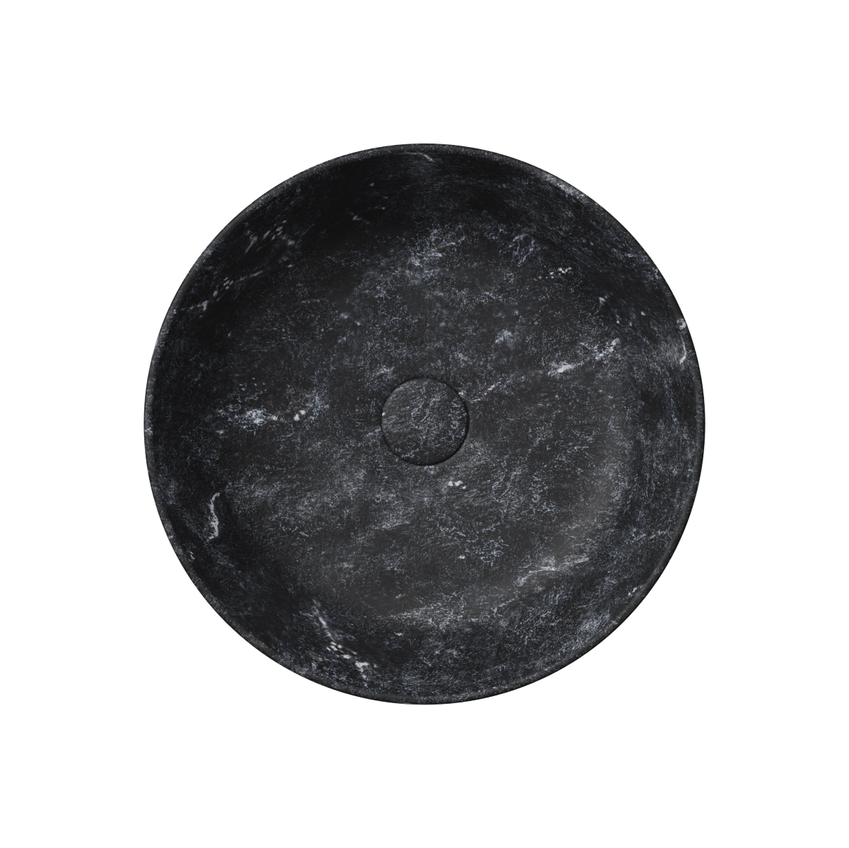 Раковина накладная круглая GSI AltaCeramica AC30636 450 × 450 мм, без отверстия под смеситель, цвет под черный мрамор Marbled black