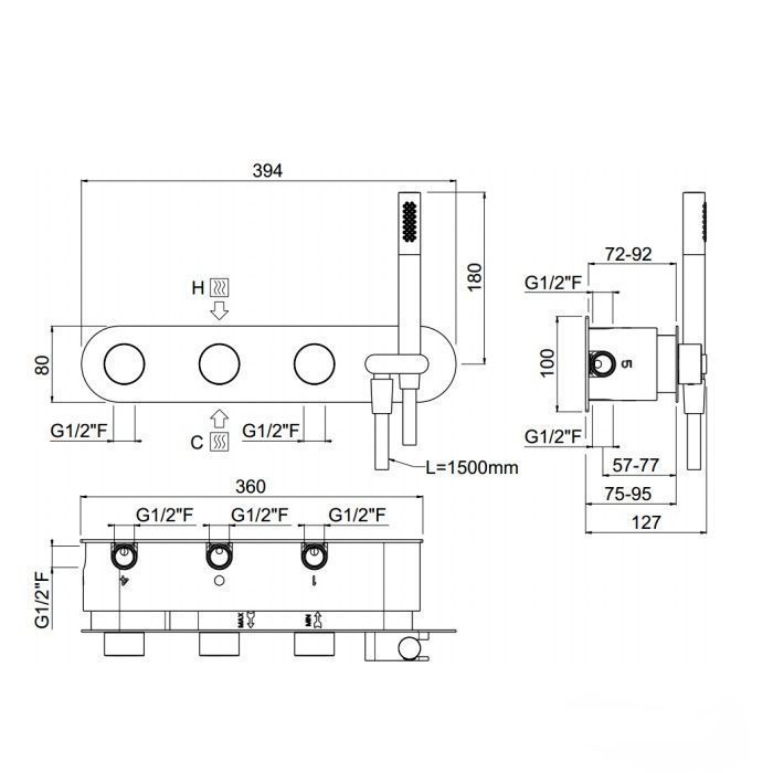 Встраиваемая часть для смесителя CARIMALI W21949CR c 4 выходами