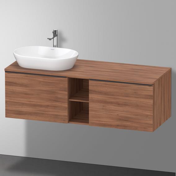 Тумба подвесная под раковину слева DURAVIT D-Neo DE4950L7979 1400 мм х 550 мм, с 2 выдвижными ящиками и открытой полкой, орех натуральный