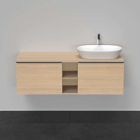 Тумба подвесная под раковину справа DURAVIT D-Neo DE4950R3030 1400 мм х 550 мм, с 2 выдвижными ящиками и открытой полкой, натуральный дуб
