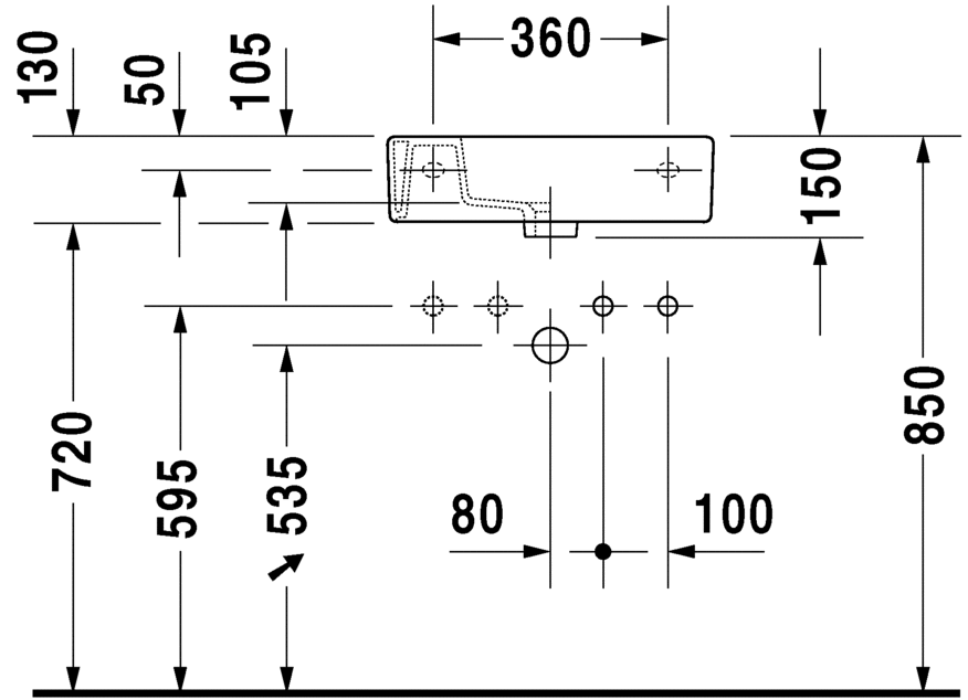 Раковина подвесная Duravit Vero 0703500008 50х25см