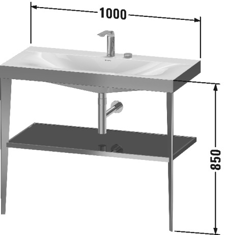 Напольная консоль DURAVIT XViu/C-bonded XV4716EB189 1000 мм х 850 мм, с умывальником Viu, 2 отверстия под смеситель, с полкой, матовое шампанское/фланелево-серый глянцевый лак