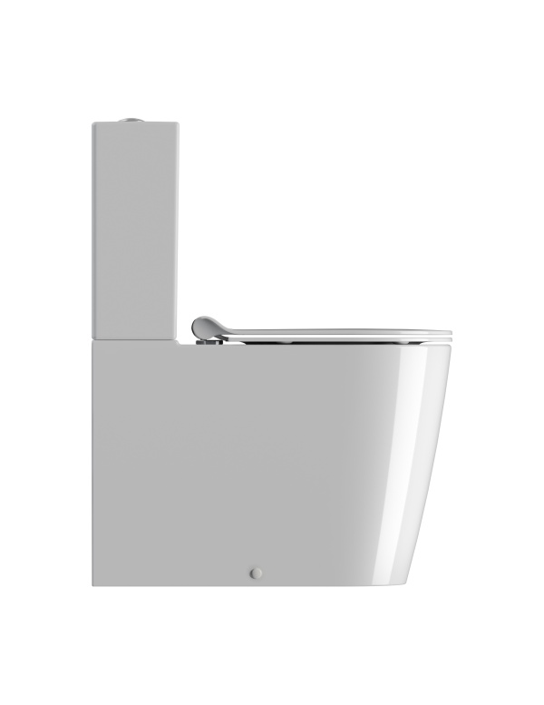 Унитаз напольный GSI KUBE X 9419F11 630 мм х 360 мм, с креплением FVB, Swirlflush, со сливом в стену, цвет Белый глянцевый