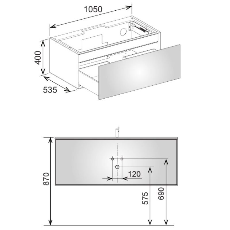 Тумба под умывальник Keuco Edition Lignatur 33350 700011 1050х400х535 мм 1 ящик фасад дуб корпус дуб
