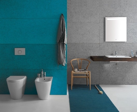 Биде напольное укороченное GLOBO FORTY3 FO010BI 360 мм х 520 мм, с отверстием под смеситель, с креплением, белый глянцевый