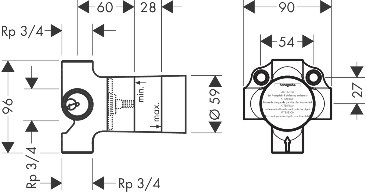 Скрытая часть переключающего вентиля Quattro Hansgrohe 15930180