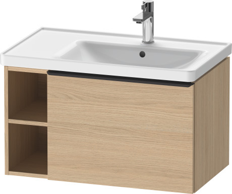Тумба подвесная под раковину DURAVIT D-Neo DE425703030 784 мм х 452 мм, с выдвижным ящиком и открытой боковой полкой, натуральный дуб