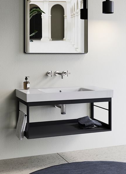 Подвесная металлическая консоль с полкой для раковины GSI STRUTTURA MSN10028 цвет Чёрный матовый