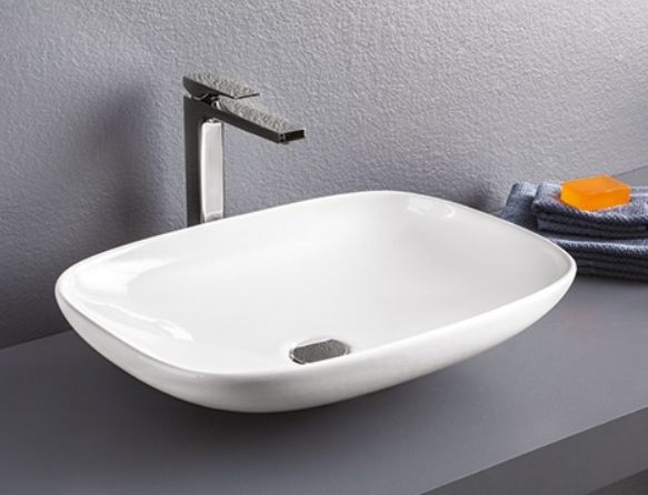 Раковина накладная ARTCERAM LA FONTANA LFL006 01 00 550 мм х 400 мм, без отверстия под смеситель, без перелива, белый глянцевый (Снято с производства)