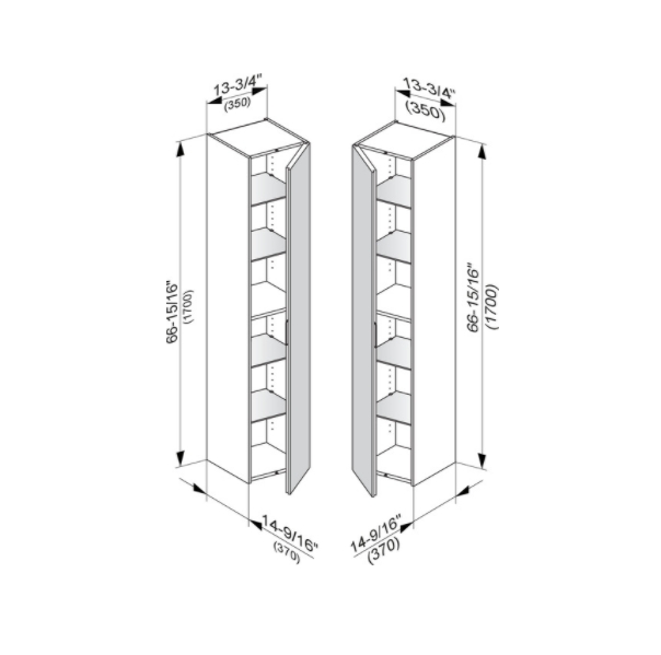 Шкаф - пенал высокий подвесной KEUCO EDITION 11 31330 890002 петли справа, 4 стеклянные полки, корпус/фасад шпон, светлый дуб