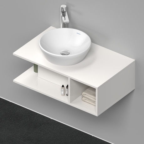 Тумба подвесная под раковину DURAVIT D-Neo DE491802222 800 мм х 480 мм, с консолью, с открытой полкой справа, белый глянцевый