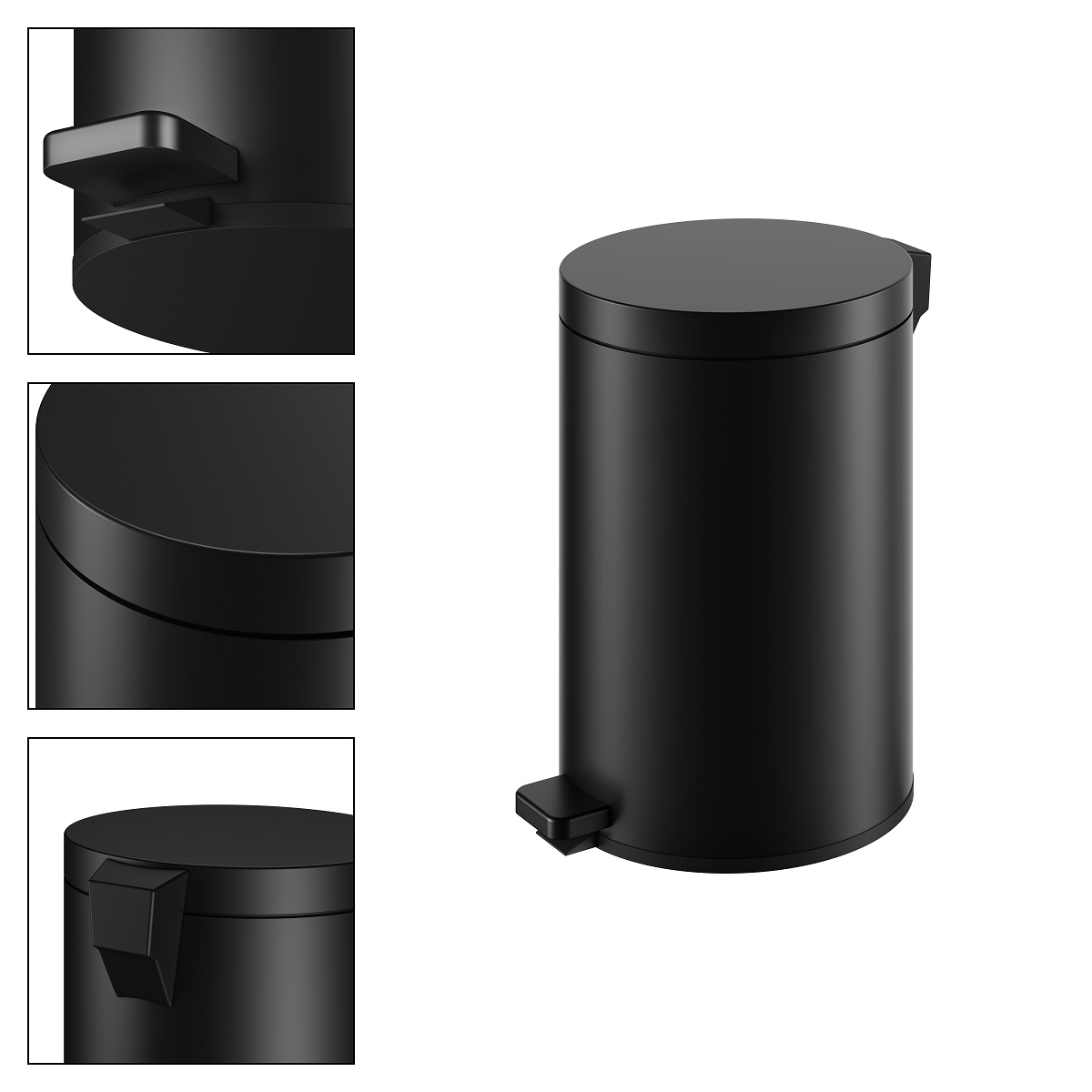 Ведро для мусора с крышкой 5 л KEUCO PLAN 04988 370000 Чёрный матовый