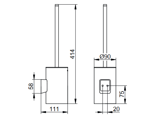 Туалетный ёрш с колбой KEUCO AVENO 14664 019000 с клеевым комплектом, цвет Хром