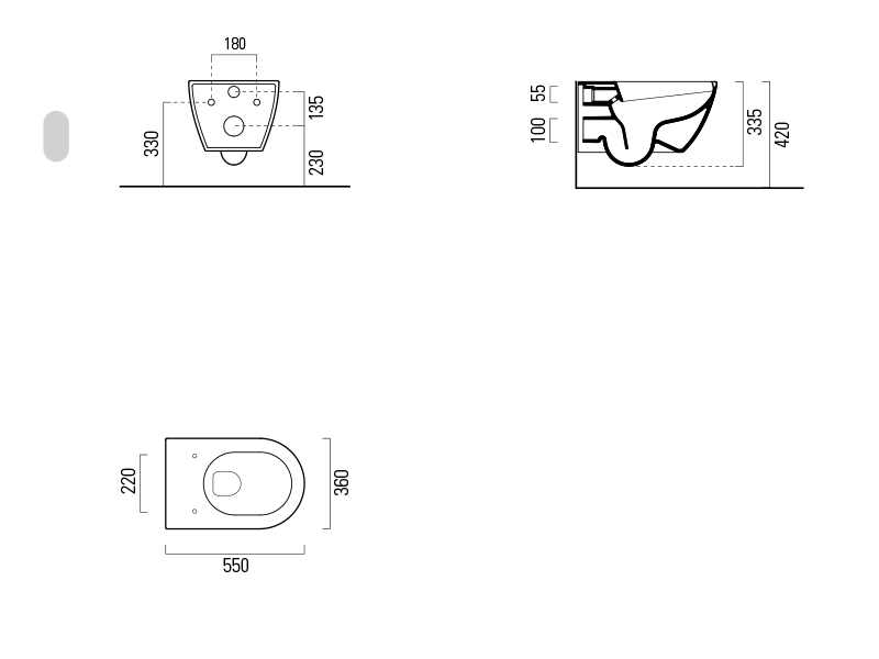 Унитаз подвесной GSI PURA 881508 Swirlflush, для крепежа FISR2, Creta Matte