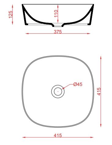 Раковина накладная ARTCERAM GHOST GHL001 01 00 415 мм х 415 мм, без отверстия под смеситель, без перелива, белый глянцевый