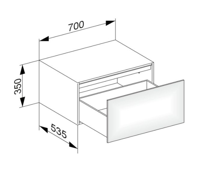Тумба боковая подвесная KEUCO EDITION 11 31322 570000 с одним выдвижным фронтом, корпус матовый лак/фасад глянцевое стекло, чёрный
