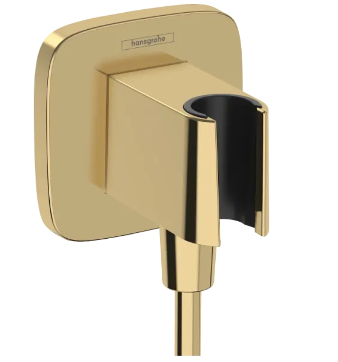 Шланговое подсоединение HANSGROHE FixFit Modern 26887990 с держателем лейки, цвет Полированное золото