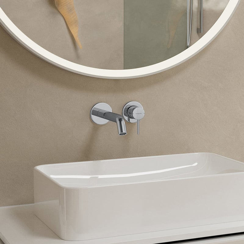 Настенный однорычажный смеситель для раковины HANSGROHE TECTURIS S 73350000 излив 165 мм, с EcoSmart+, цвет Хром