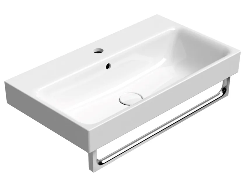 Раковина накладная/подвесная GSI NUBES 9687111 700 мм х 400 мм, с отверстием под смеситель, с переливом, белая глянцевая