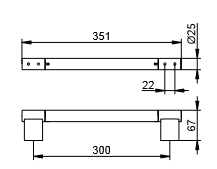 Поручень KEUCO Plan 14907 370000 300 мм, чёрный матовый