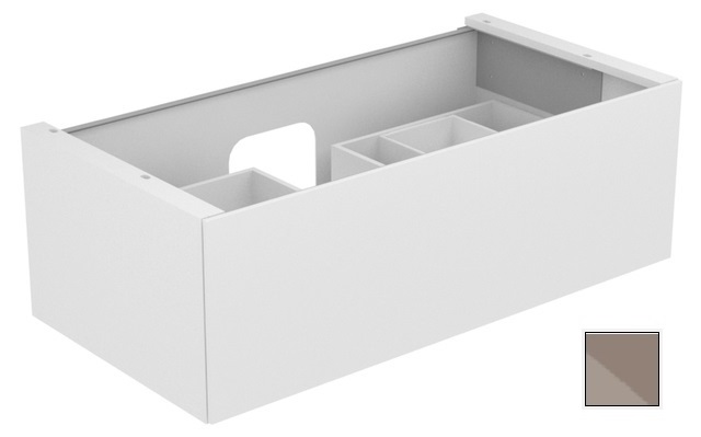 Тумба подвесная под раковину KEUCO EDITION 11 31351 140100 с одним выдвижным фронтом, с внутренней светодиодной подсветкой, корпус матовый лак/фасад глянцевое стекло, трюфель