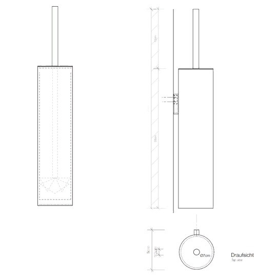 Ершик для унитаза  подвесной DECOR WALTHER   Mikado MK WBG   0521378   40 X Ø 7 X 8 см, цвет  сталь матовая/черный матовый