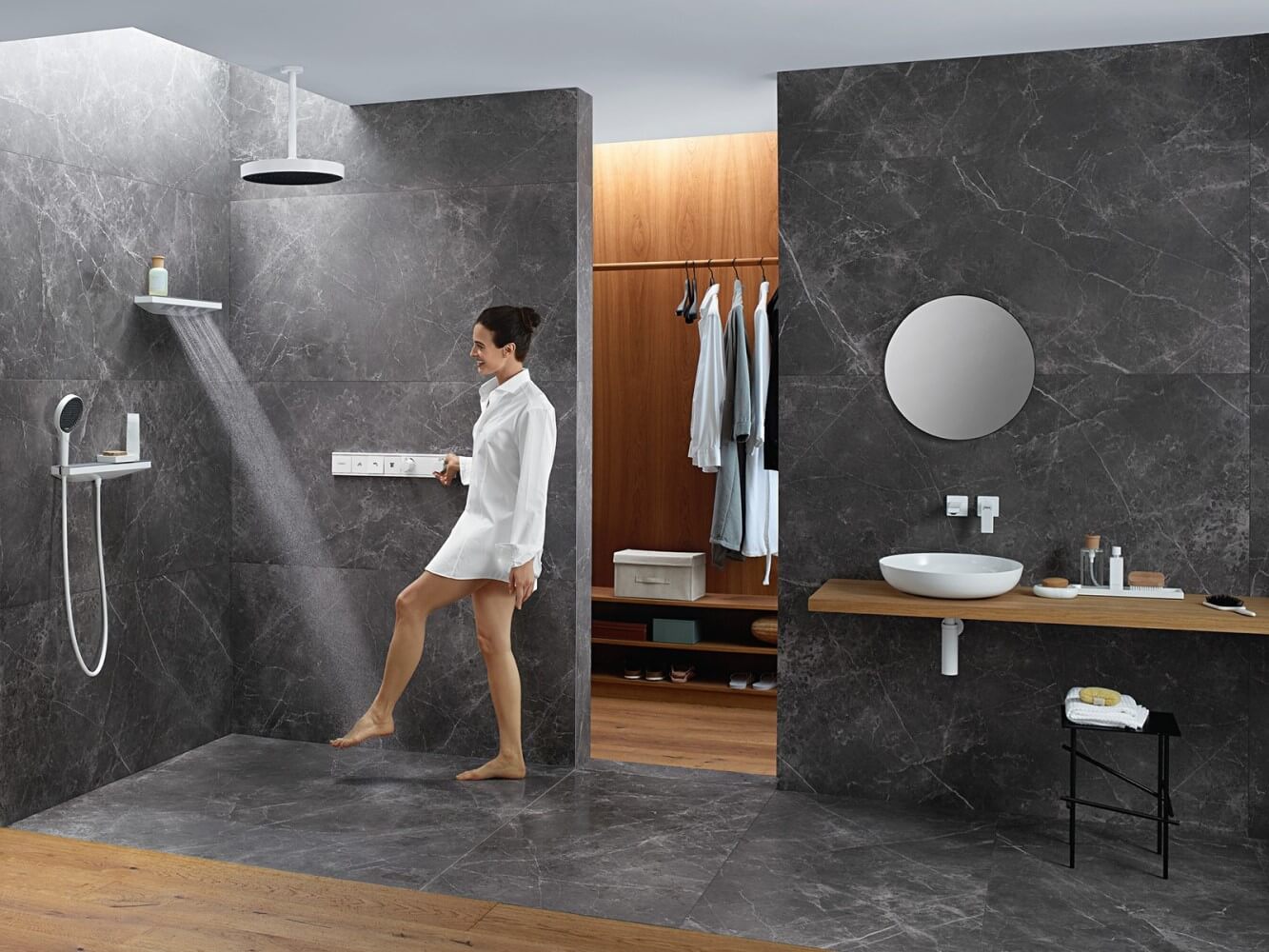 Боковой душ Hansgrohe Rainfinity 500 1jet 26243000 с полкой, хром