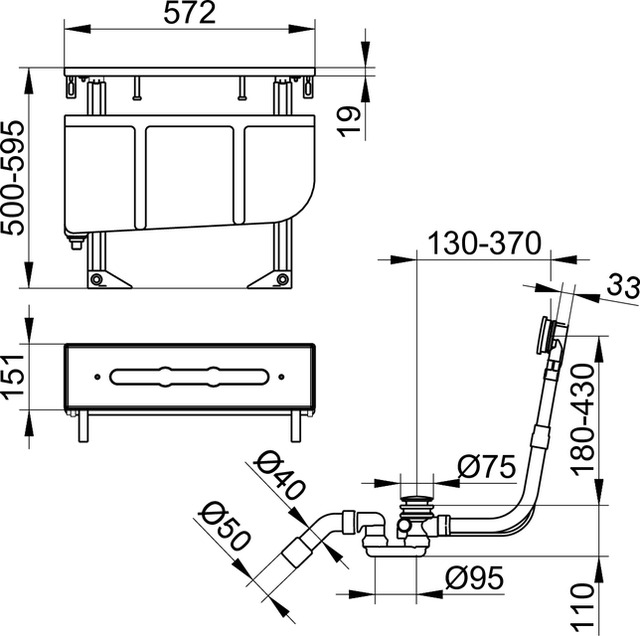 Монтажный блок для смесителя на 4 отверстия на борт ванны KEUCO EDITION 11 51130 000070