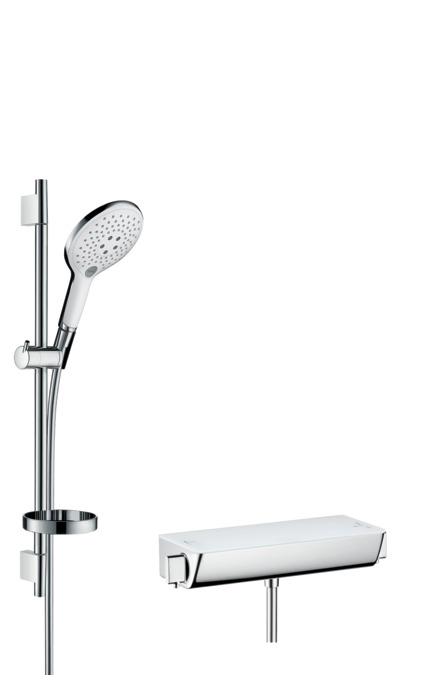 Душевой гарнитур Raindance Select S 150 3jet Combi Ecostat 27036400 с термостатом и мыльницей белый/хром (изделие снято с производства)