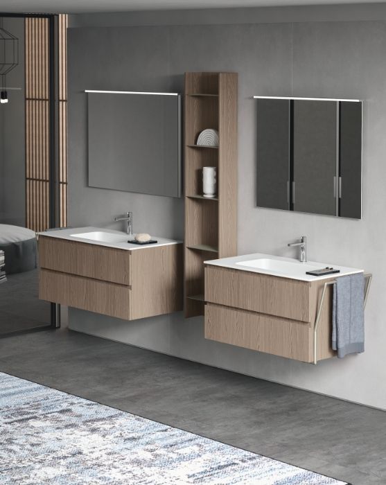 Тумба подвесная для раковины BMT Galaxy 937 106 LEF 01 294 900х486х500 мм, с 2 выдвижными ящиками, цвет Nespola/Titanio