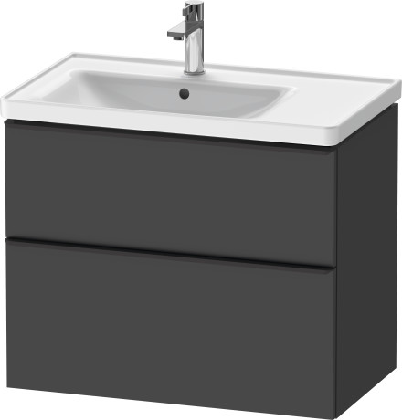Тумба подвесная под раковину DURAVIT D-Neo DE435704949 784 мм х 452 мм, с выдвижным ящиком и выдвижным отделением, графит матовый