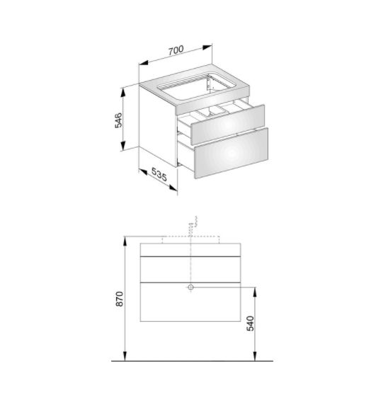 Тумба подвесная под раковину KEUCO EDITION 11 31571 380000 без отверстия под смеситель, с двумя фронтальными выдвижными ящиками, корпус/фасад структурный лак, белая