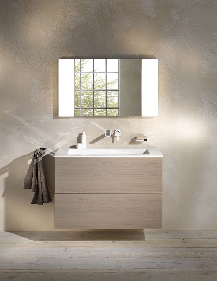 Тумба подвесная под раковину KEUCO EDITION 11 31352 280000 с двумя выдвижными фронтами, корпус матовый лак/фасад матовое стекло, кашемир