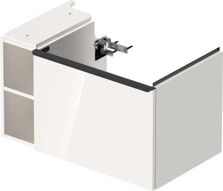 Тумба подвесная под раковину DURAVIT D-Neo DE425702222 784 мм х 452 мм, с выдвижным ящиком и открытой боковой полкой, белый глянцевый