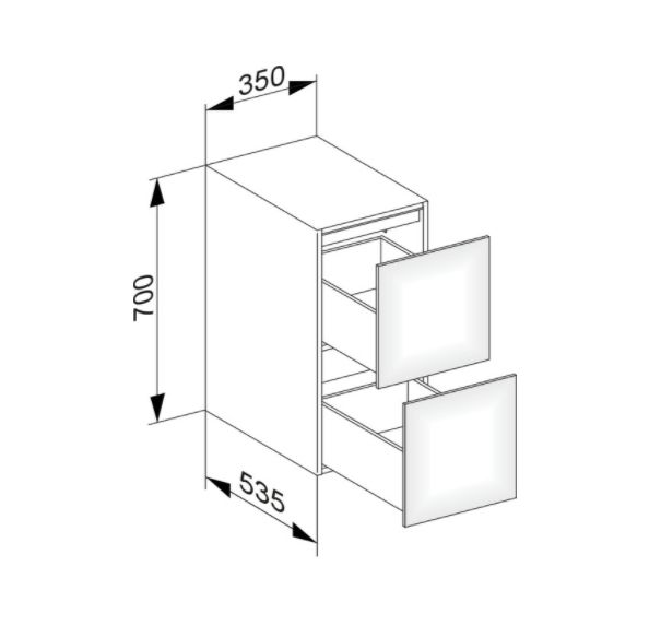 Тумба боковая подвесная KEUCO EDITION 11 31321 330100 с двумя выдвижными фронтами, с внутренней светодиодной подсветкой, корпус/фасад шлифованный лак, чёрный