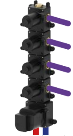 Встраиваемая часть термостатического смесителя ALMAR High Flow E176004 с 4 запорными вентилями, цвет Чёрный