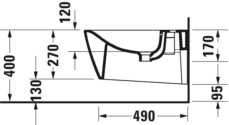 Подвесное биде Duravit Viu 2292150000 с переливом белое
