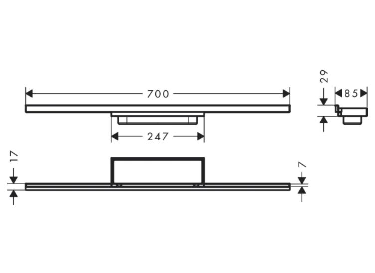Внешняя часть трапа для душа HANSGROHE RainDrain Minimalistic 56219000 700 мм, цвет Хром