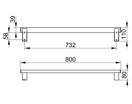 Поручень для горизонтального или вертикального монтажа KEUCO AXESS 35001 010800 800 мм, цвет Хром