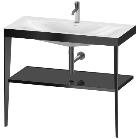 Напольная консоль DURAVIT XViu/C-bonded XV4716OB240 1000 мм х 850 мм, с умывальником Viu, 1 отверстие под смеситель, с полкой, чёрный матовый/чёрный глянцевый лак