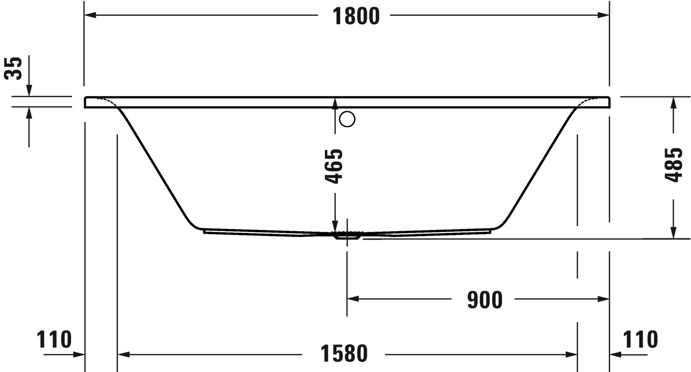 Встраиваемая акриловая ванна Duravit D-Neo 700476000000000 1800 мм х 800 мм, c двумя наклонами для спины, белая