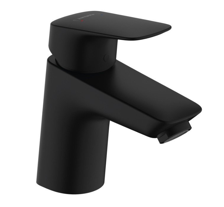 Однорычажный смеситель для раковины HANSGROHE Logis 71070670 со сливным гарнитуром, цвет Чёрный матовый