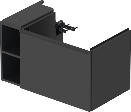 Тумба подвесная под раковину DURAVIT D-Neo DE425704949 784 мм х 452 мм, с выдвижным ящиком и открытой боковой полкой, графит матовый
