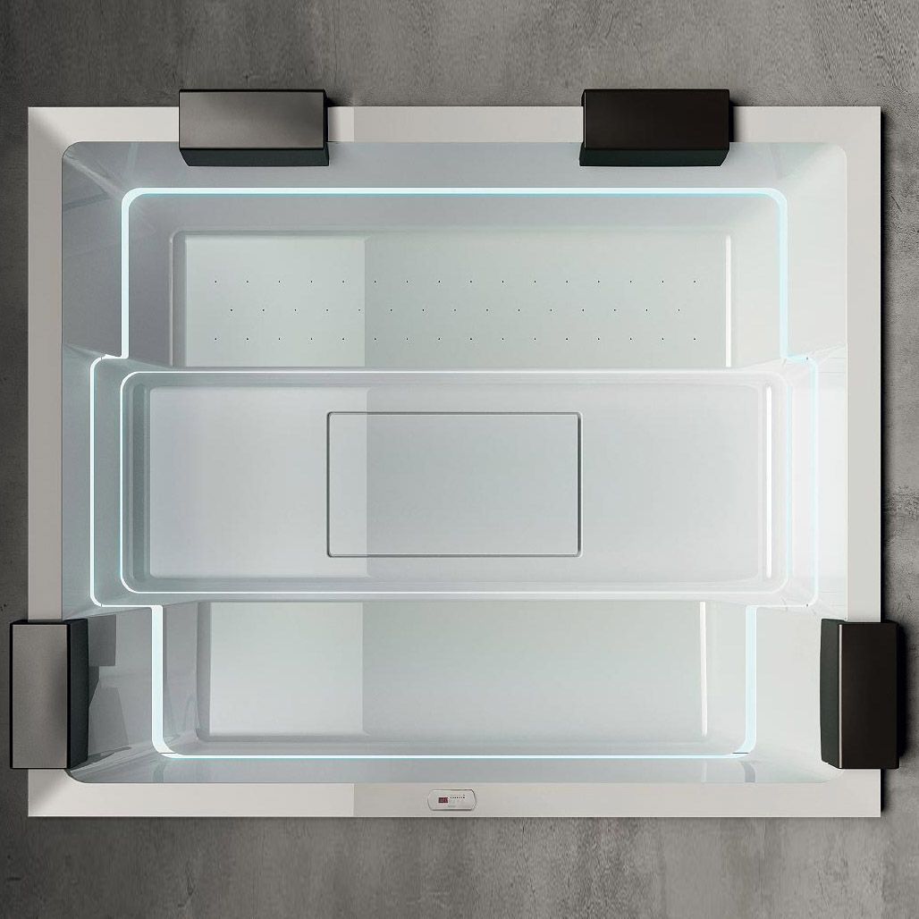 Бассейн с гидромассажем GRUPPO TREESSE REST GHOST V192HXBNB220O0SI 1950 мм х 2400 мм х 850 мм, с фильтрацией, хромотерапией и дезинфекцией, белый