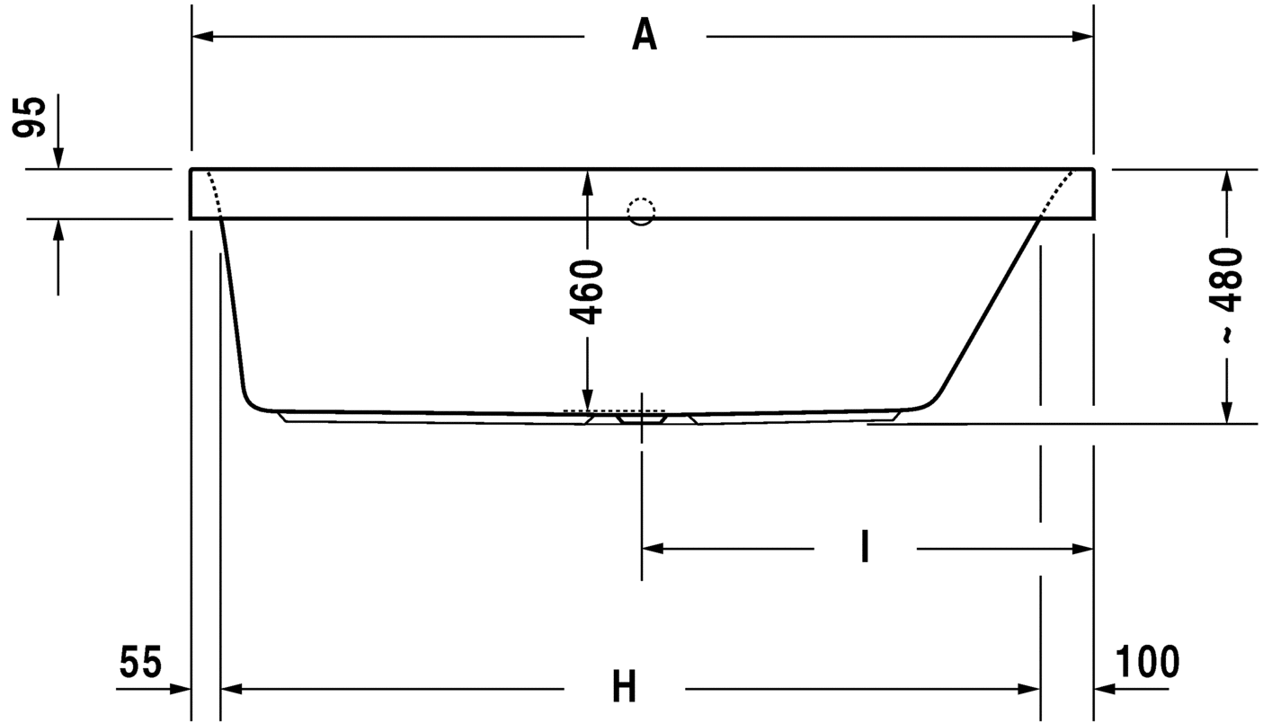 Акриловая ванна Duravit DuraStyle 700309000000000 1600 х 700 c наклоном для спины справа, встраиваемая, белая