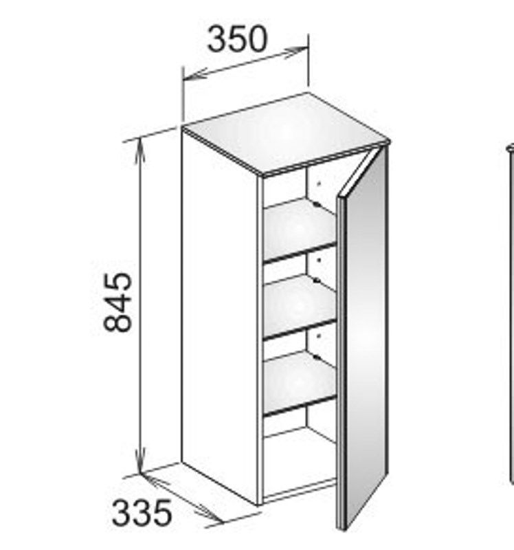 Средний шкаф Keuco Royal Reflex 34020 110002 350x845x335 мм 1 дверь петли справа корпус матовый лак фасад стекло антрацит