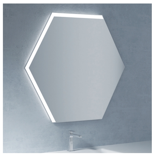 Зеркало шестиугольное с подсветкой для ванной комнаты BMT IKON 801 425 104 01    1040х900х35 мм, серый