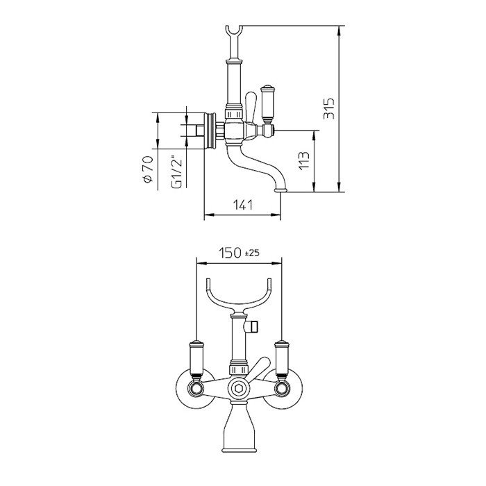УЦЕНКА.  Смеситель наружный для ванной  BOSSINI (LIBERTY)  Z001103.022_УЦ    с переключателем,лейка LIBERTY цвет: Brushed bronze matt/ Товар с выставки. Состояние хорошее. Нет эксентриков.